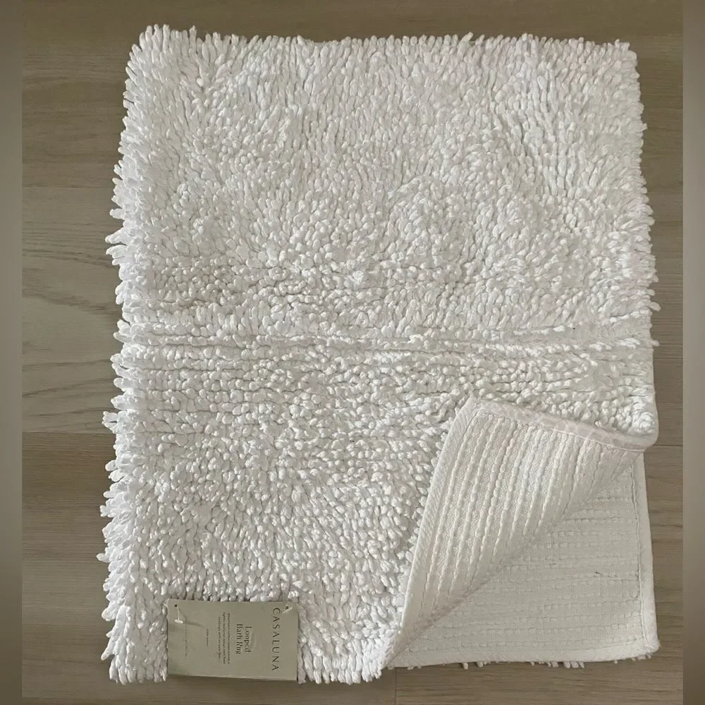 Casaluna Textured White Bath Mat 21x32” Rug